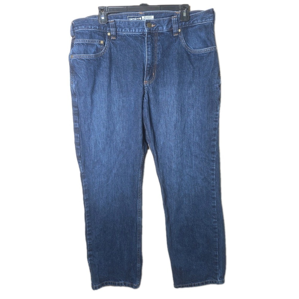 Carhartt Relaxed Fit Straight Leg Blue Denim Jeans Men's 38x30 BD5119-M Workwear